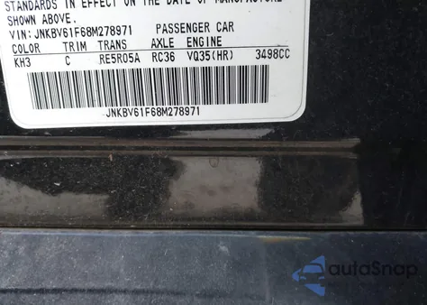 2008 Infiniti G35X из США, поврежденный, VIN JNKBV61F68M278971